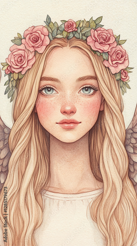 Fototapeta premium Delicate Floral Portrait of a Fairytale Girl