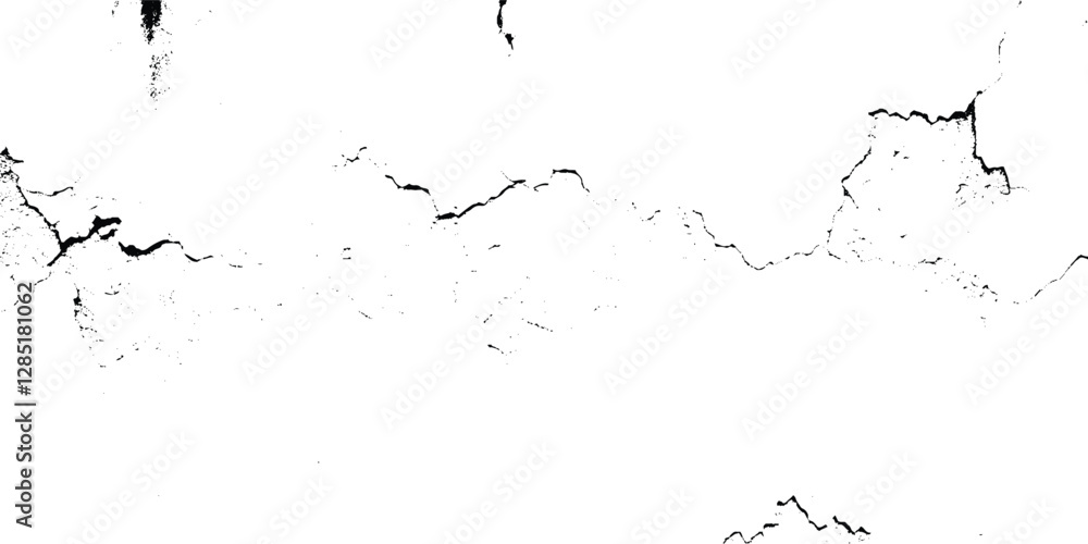 Obraz premium Surface cracks and fissures in ground, concrete, crevices from disaster top view. Breaks on land surface from earthquake isolated on white background. Broken ground, wall, glass pattern effect. Damage