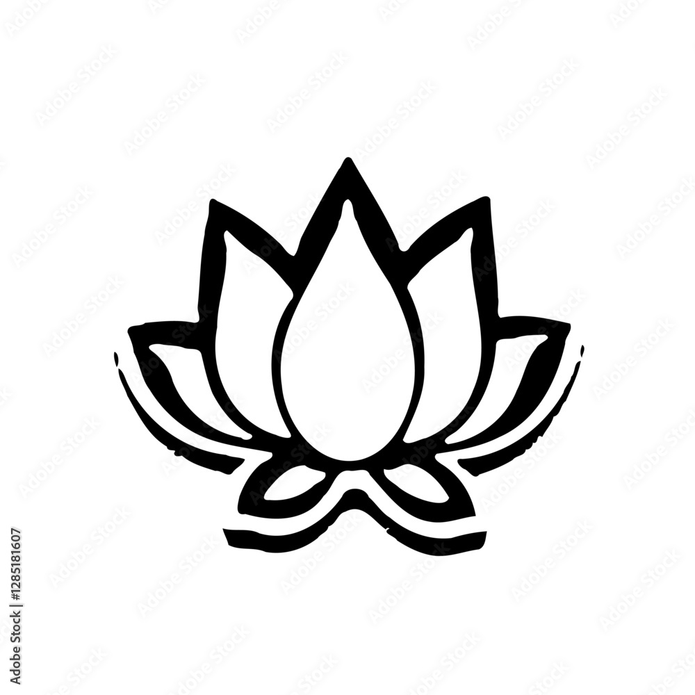 Monochrome Serenity, Abstract Lotus Illustration Monochrome Serenity, Abstract Lotus Illustration