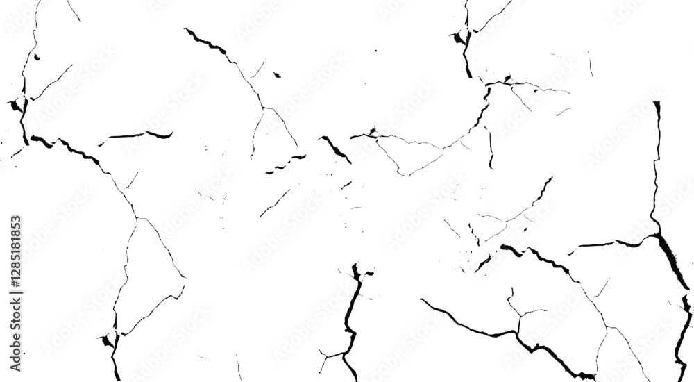 Cracks overlay textured. Distressed black texture. Cracked wall. Damage surface. Vector illustration. Cracks overlay textured. Distressed black texture. Cracked wall. Damage surface. Vector illustration.