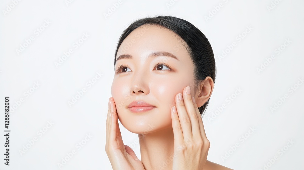 Young Woman with Smooth Skin and Natural Beauty in Soft Lighting Young Woman with Smooth Skin and Natural Beauty in Soft Lighting