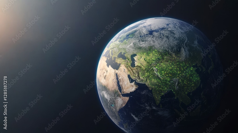 Obraz premium Stunning Satellite View of Earth Highlighting Cities at Night