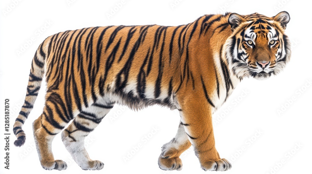 Obraz premium Majestic Tiger Walking Elegantly in Natural Habitat with Stripes