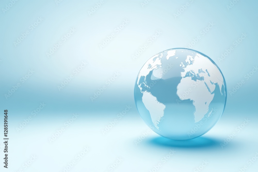 Transparent Globe on Soft Blue Background Representing Global Connectivity and Peace Transparent Globe on Soft Blue Background Representing Global Connectivity and Peace