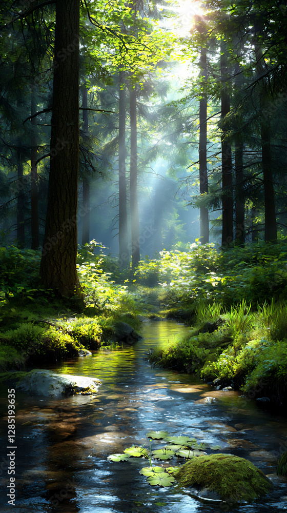 Obraz premium enchanted forest with enchanted brook