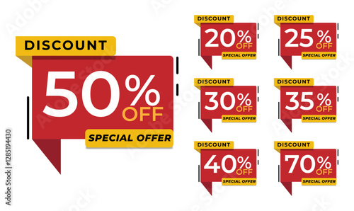 Flat Design Sale Tags and Discount Banners Collection Special Offer. Vector Illustration.