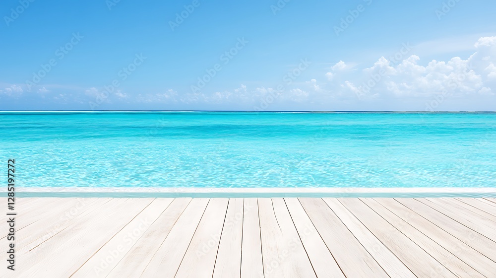 Fototapeta premium Tranquil ocean view with clear blue water serene beach landscape photography tropical paradise