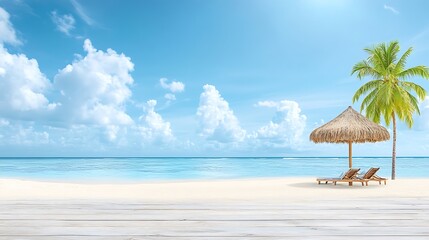 Stickers  Relaxing beach ambiance tropical paradise scenic view calm waters serene nature  © NadenDesign