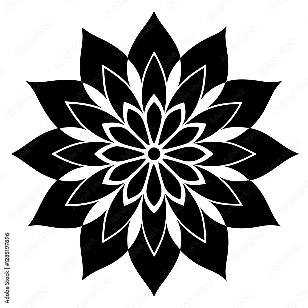 Fototapeta premium Flower design in a pattern silhouette vector illustration 