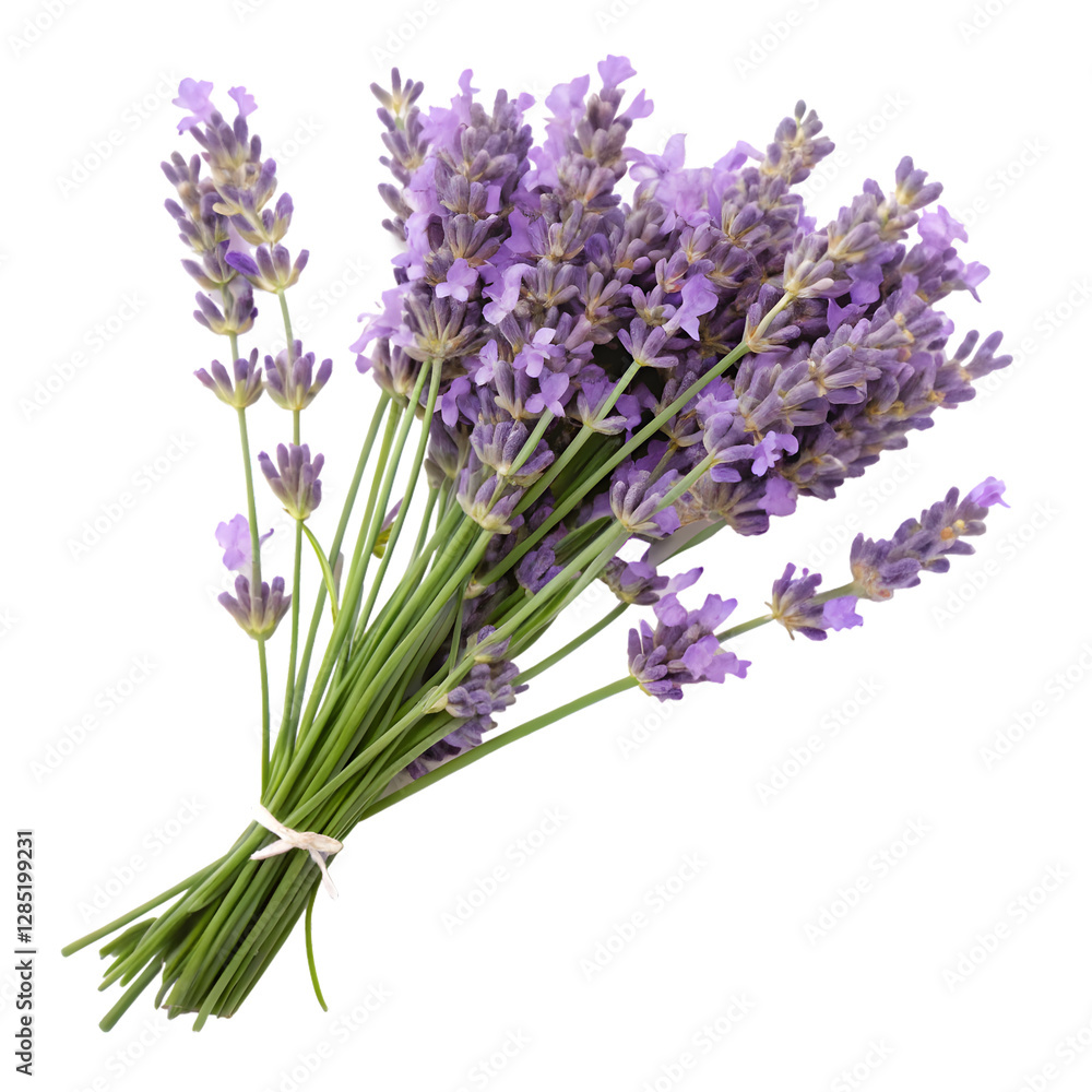 Obraz premium Fresh Lavender Bouquet Aromatic and Beautiful flower isolated on transparent background