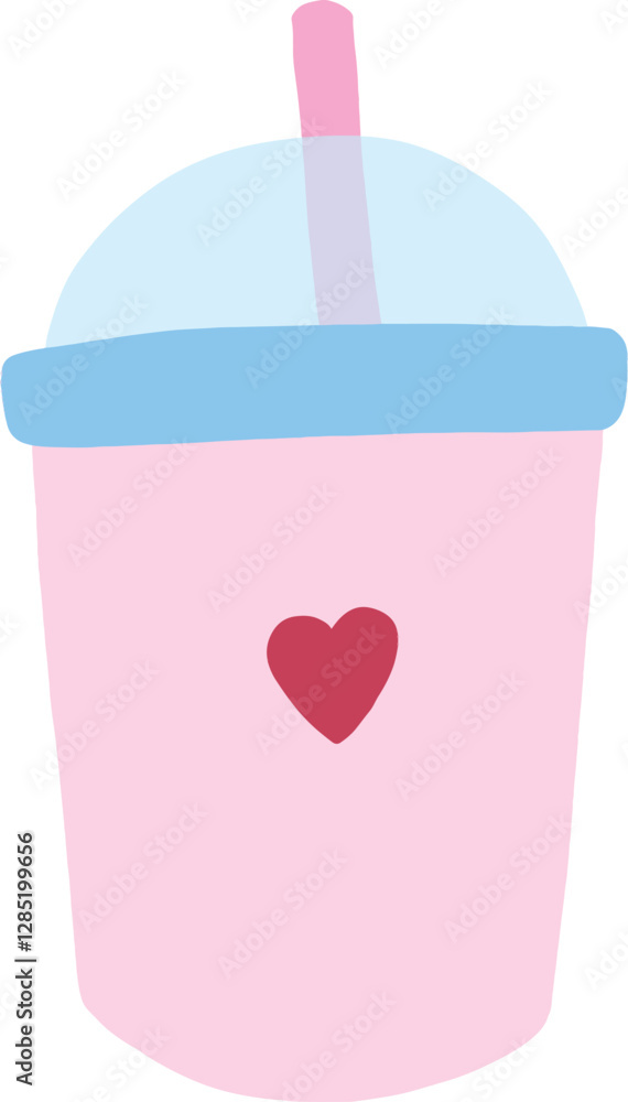 a pink drink cup with a straw and a heart a pink drink cup with a straw and a heart