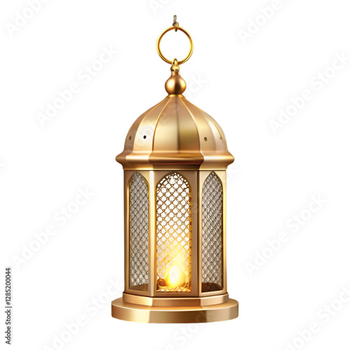 Ramadan golden latern on white background