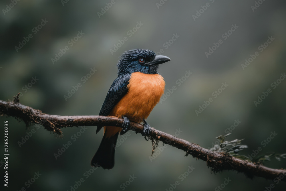 A bird is perched on a branch in a forest A bird is perched on a branch in a forest
