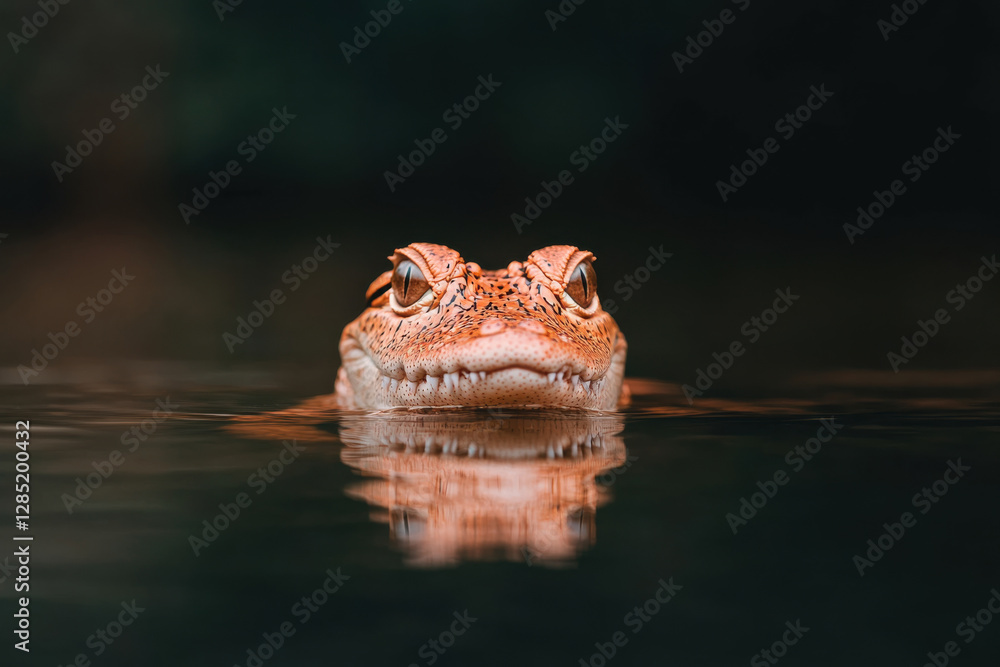 Obraz premium A small crocodile is swimming in the water