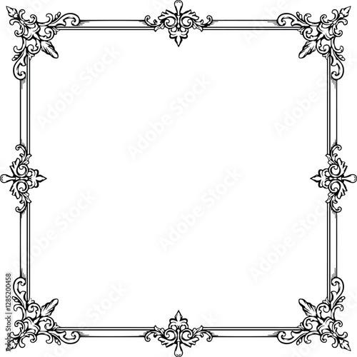 Frame ornament vintage wedding floral border vector