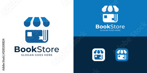 Creative book store logo template. Bookshop logo design vector.