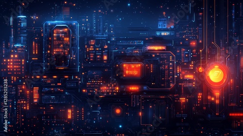 Wallpaper Mural Futuristic Technology Abstract Flat Vector Illustration Background Torontodigital.ca