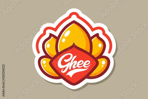 Ghee Sticker Design. AI-Generated Premium Ghee Sticker Design – Modern, Vintage & Luxury Ghee Label for Organic Dairy Packaging & Branding