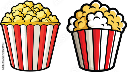 Fresh Popcorn Clipart Vector with Classic Box Design for Snacks and Movie Themes