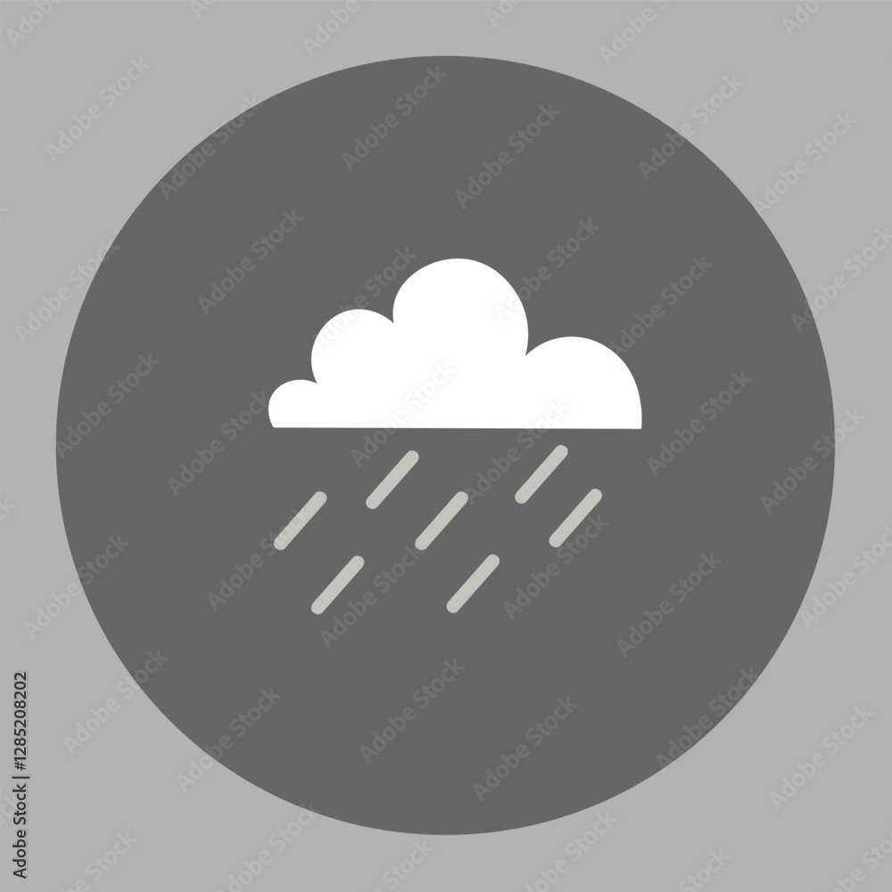 Raining cloud icon on gray background Raining cloud icon on gray background