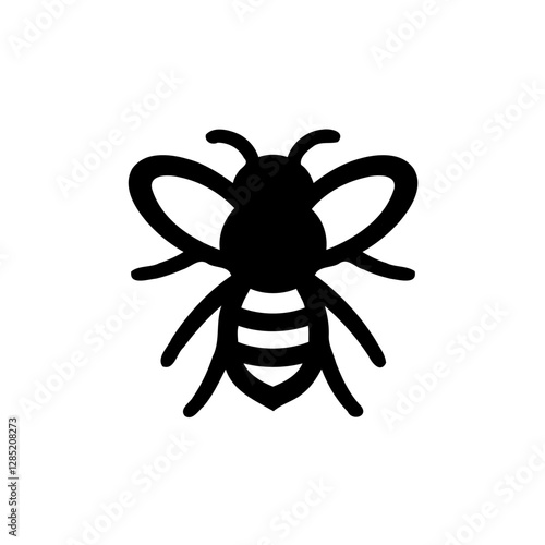 Simple Silhouette Bee on White Background