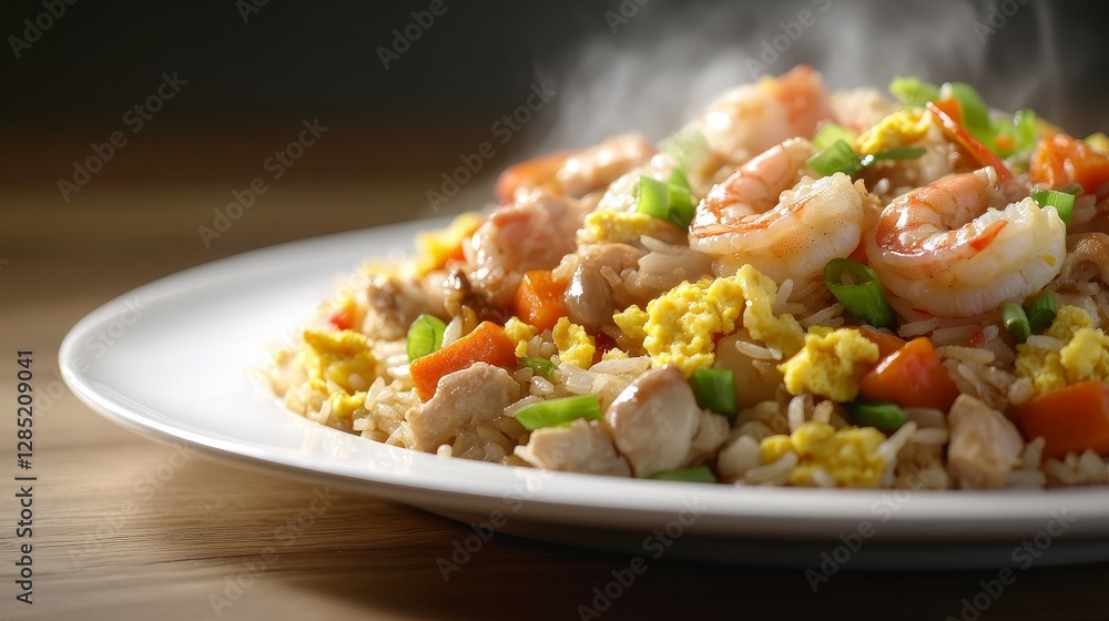 fried rice with vegetables and chicken, shrimp fried rice with vegetables and chicken, shrimp