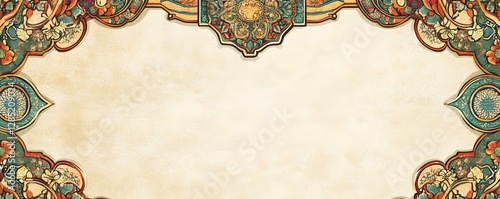 Decorative ornate frame features intricate floral and geometric designs