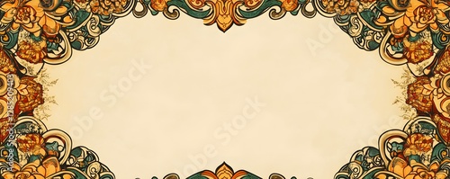 Decorative floral border design with a blank space in center