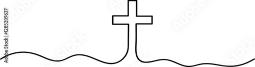 Simple Cross Line art Illustration