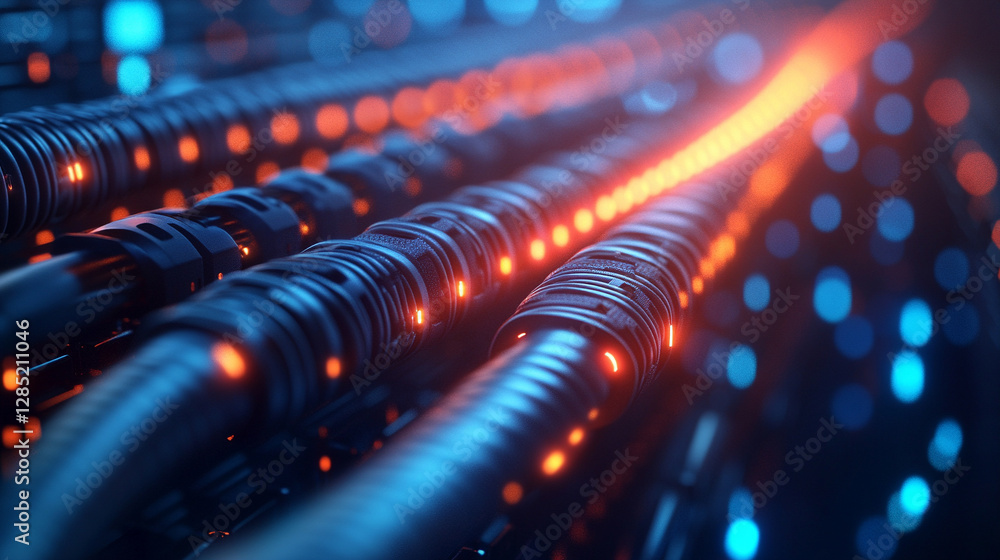 A shot of the network backbone in a server farm, showcasing neatly organized cables and switches, symbolizing the complex connectivity behind seamless data transfer in modern technology.
A shot of the network backbone in a server farm, showcasing neatly organized cables and switches, symbolizing the complex connectivity behind seamless data transfer in modern technology.