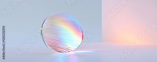 Iridescent Round Display Showing Spectral Colors and Elegant Light in a Modern Setup