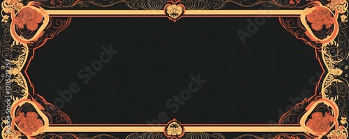 Ornate golden frame with floral designs around a dark space