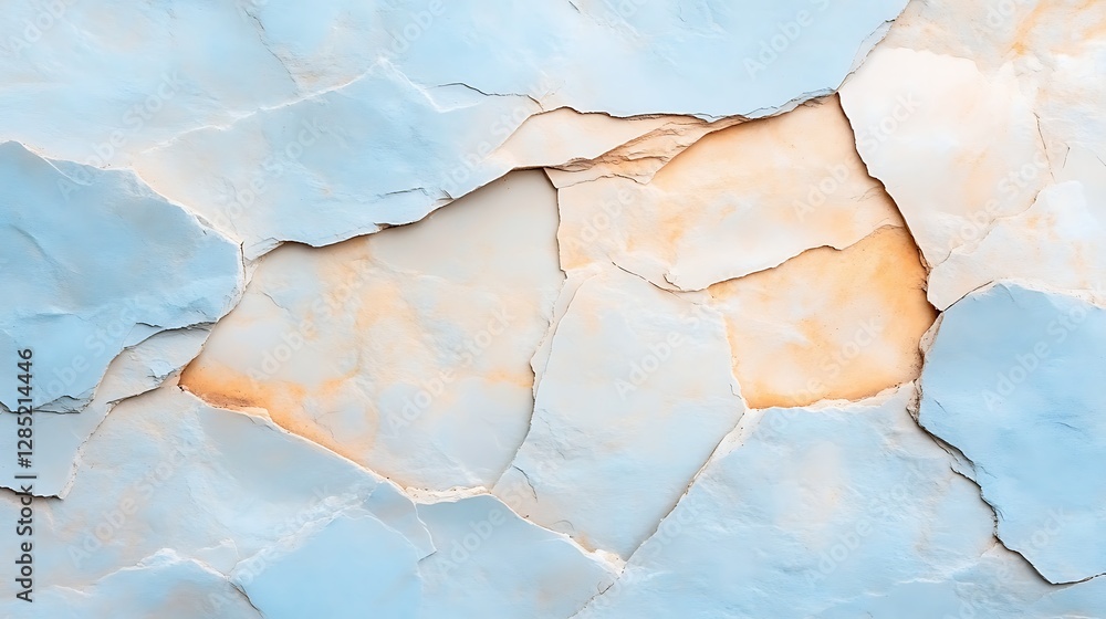 Naklejka premium Visual concept of abstract blue and beige cracked paint contemporary digital artwork