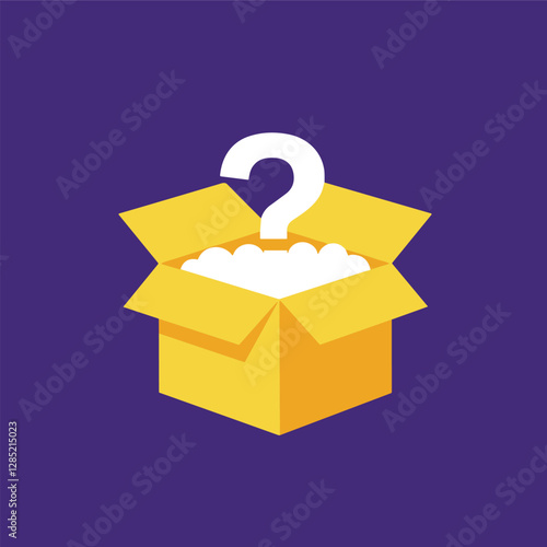 Mystery Box The box is yellow, and the question mark is white