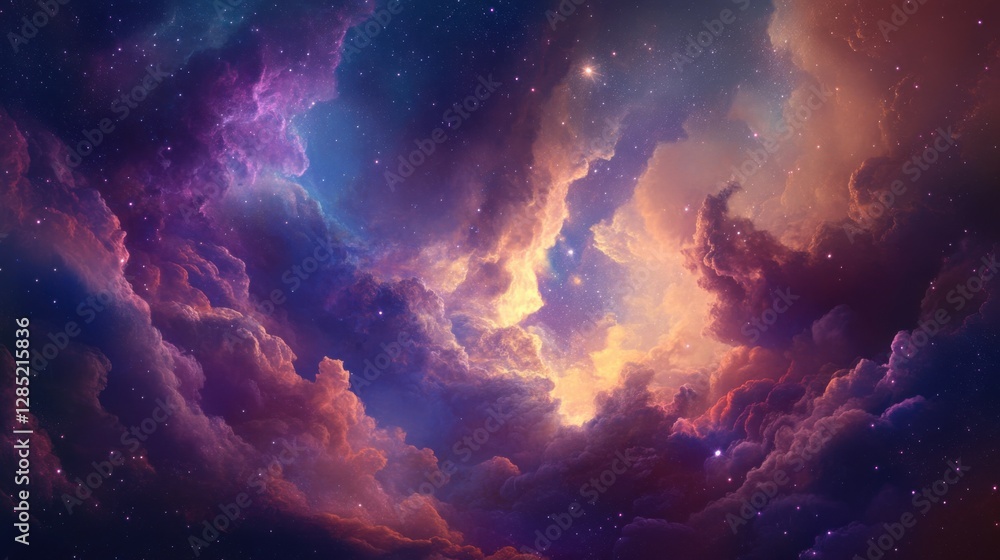 Fototapeta premium Colorful Nebula with Stars and Cloud Formations