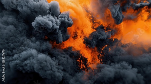 Wallpaper Mural Fiery Inferno  Smoke  Fire  and Burning Embers Torontodigital.ca