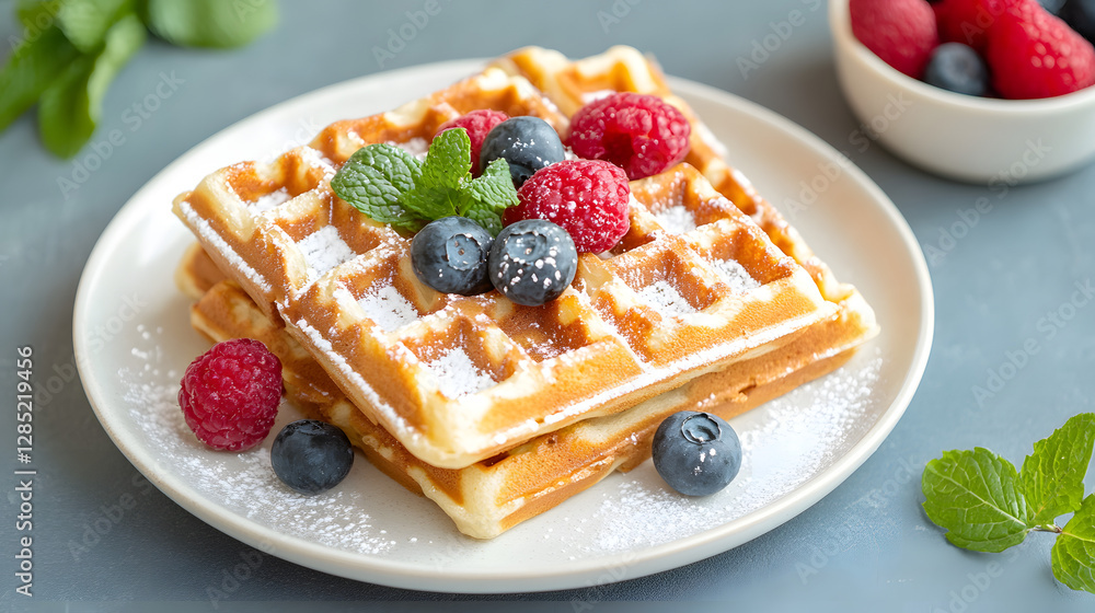Viennese waffles on a plate, Generative AI Viennese waffles on a plate, Generative AI