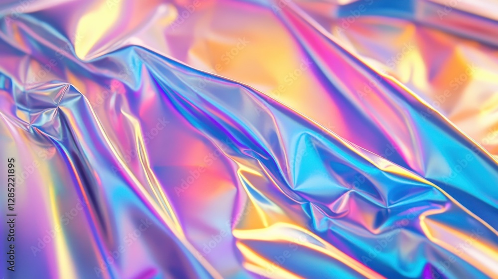 Wrinkled Iridescent Material Close-Up Wrinkled Iridescent Material Close-Up