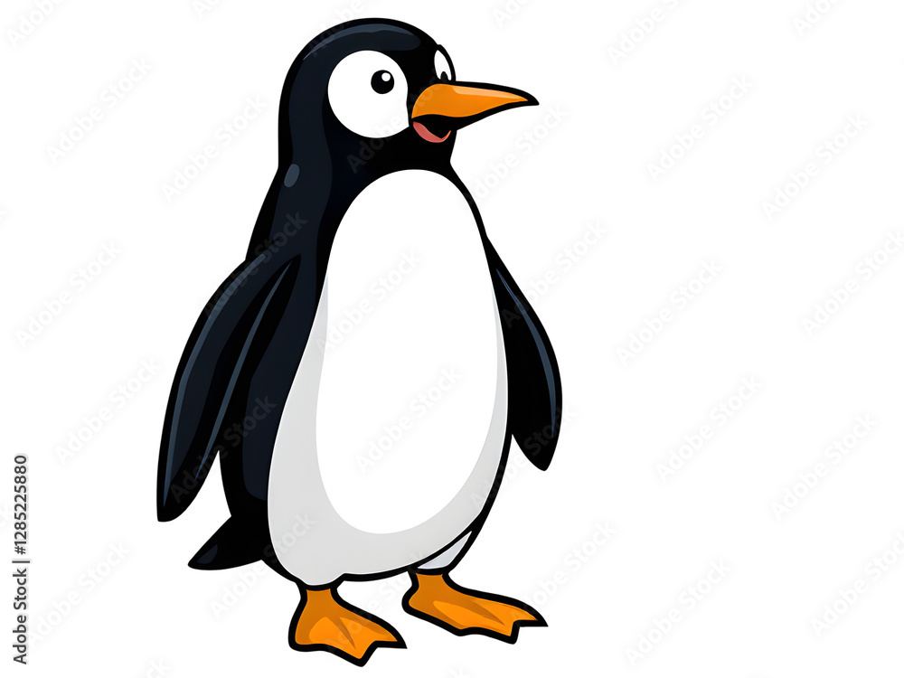 Obraz premium A cartoon-style cute penguin