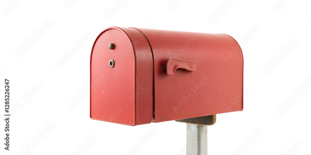 One closed red mailbox isolated on white One closed red mailbox isolated on white