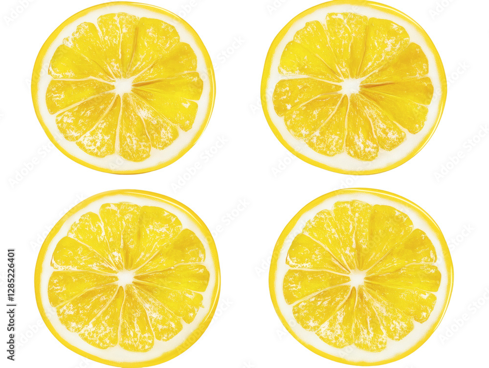 Obraz premium Set of lemon slices isolated on transparent background