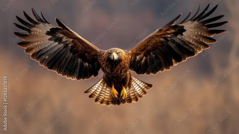 Fototapeta premium Majestic Eagle in Flight with Detailed Feather Patterns