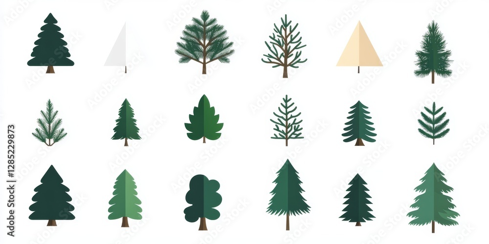 Fototapeta premium Flat Icons of Various Trees