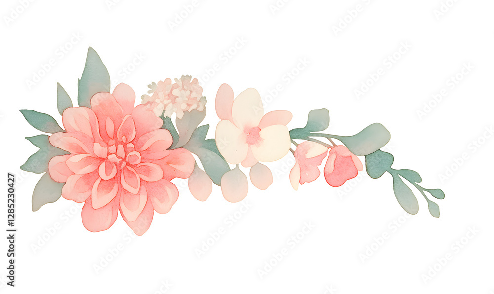 Fototapeta premium flower swag isolated on white background, Generative AI