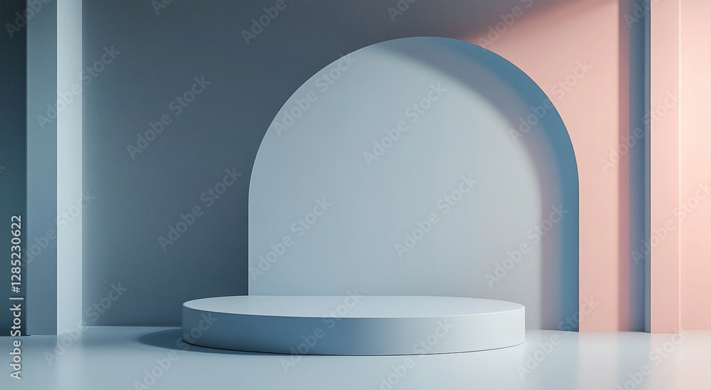Minimalist 3D Render of Empty Room with Gray Gradient Wall and Podium Minimalist 3D Render of Empty Room with Gray Gradient Wall and Podium