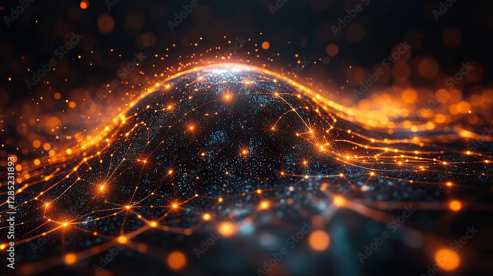 Obraz premium A digital globe showcasing interconnected networks and data flow, symbolizing global connectivity and technology. highlights the importance of blockchain and machine learning in the modern world.