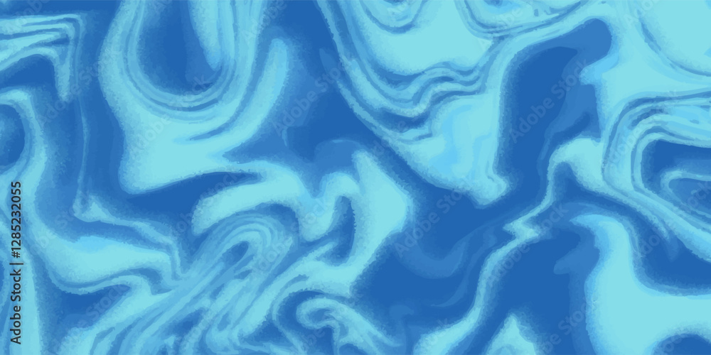 Fototapeta premium Blue wavy lines abstract background. Trendy psychedelic retro style backdrop. Waves, swirl and twirl pattern. Twisted distorted vector texture. Y2k aesthetic design