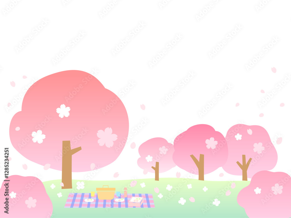 桜舞う春のお花見風景 桜舞う春のお花見風景