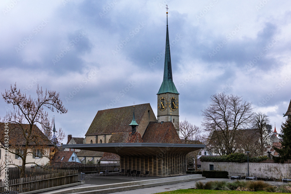 Historic Church and Modern Pavilion in Switzerland Historic Church and Modern Pavilion in Switzerland