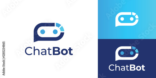 Modern chat bot logo template. Virtual smart assistant Bot vector.